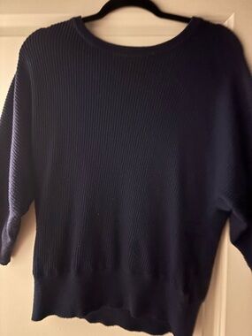 Women’s Navy Ribbed Crewneck Sweater